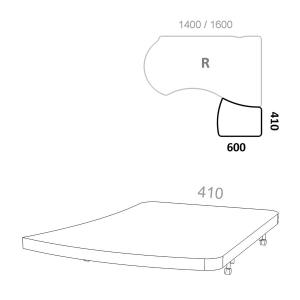 Топ (крышка) к приставным тумбам Берлин Персонал BRA.AT-053 R для правых ассиметричных столов 140 и 160см, ШхГхВ: 410х600х28 мм