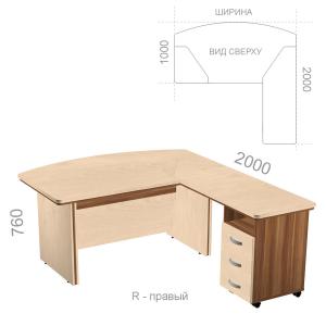 Стол руководителя угловой, с тумбой, со вставкой Берлин Директор BRA.KRTV-40 R - правый, ШхГхВ: 1600_2000х2000х760 мм