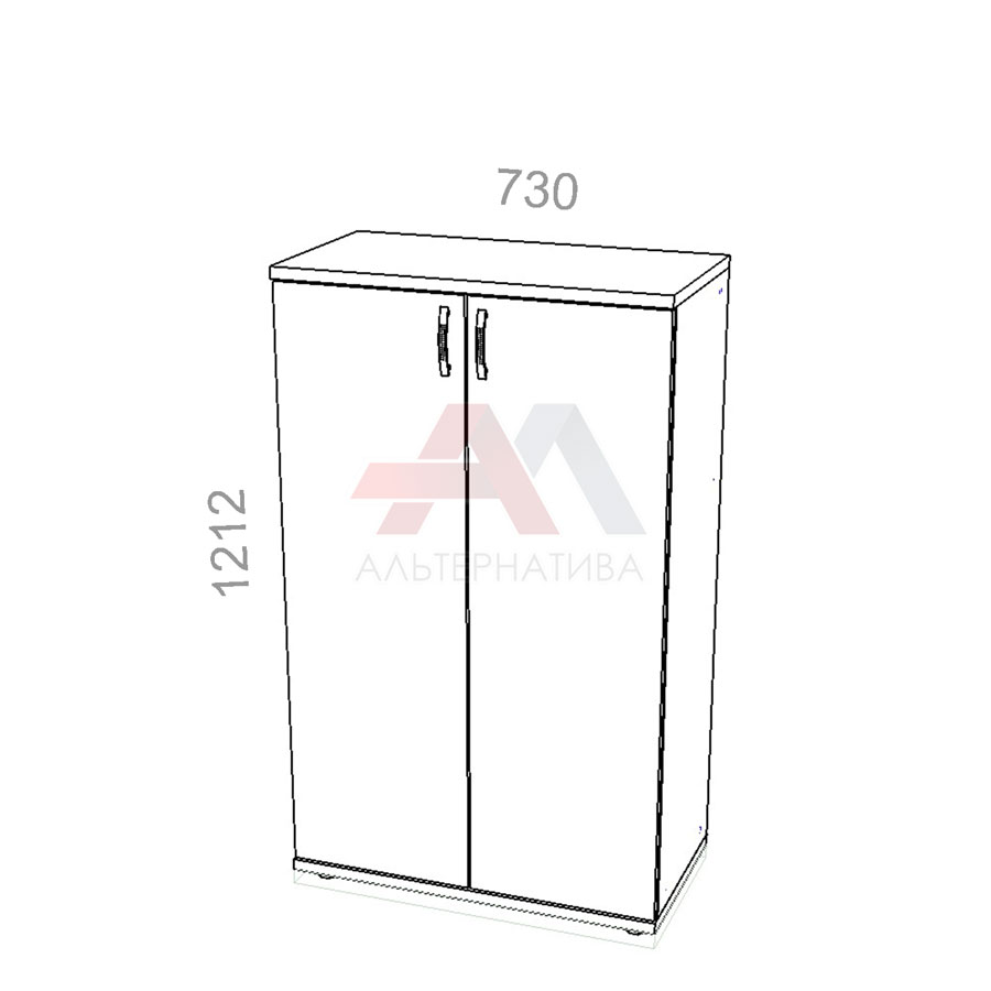 Шкаф 3 уровня, широкий, закрытый, двери ЛДСП - Стандарт СТ ШЗ-11, ШхГхВ: 730х380_550х1212 мм