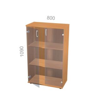 Шкаф 3 уровня, широкий, закрытый, двери стекло - Эрго ЭР КШ44Т, ШхГхВ: 800х450_600х1090 мм