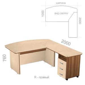 Стол руководителя угловой, с тумбой Берлин Директор BRA.KRT-40 R - правый, ШхГхВ: 1600_2000х2000х760 мм