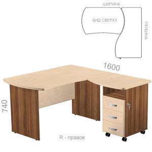 Рабочее место с тумбой Берлин Персонал BRA.RMU-160 R - правое, ШхГхВ: 1400_2200х1600х740 мм