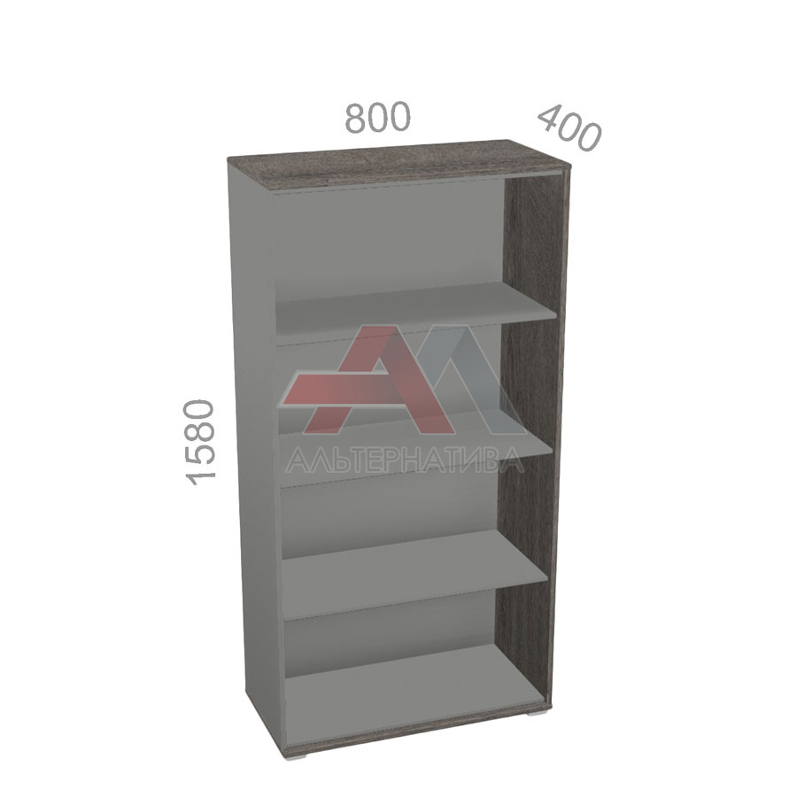 Шкаф 4 уровня, широкий, открытый, стеллаж - Яппи ЯШ-04 R - правый элемент, ШхГхВ: 800х400х1580 мм