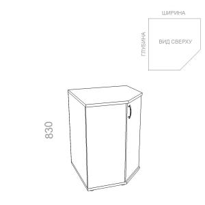 Шкаф 2 уровня, угловой, закрытый, дверь ЛДСП - Стандарт СТ ШЗ-15 R - правый, ШхГхВ: 630_800х630_800х830 мм